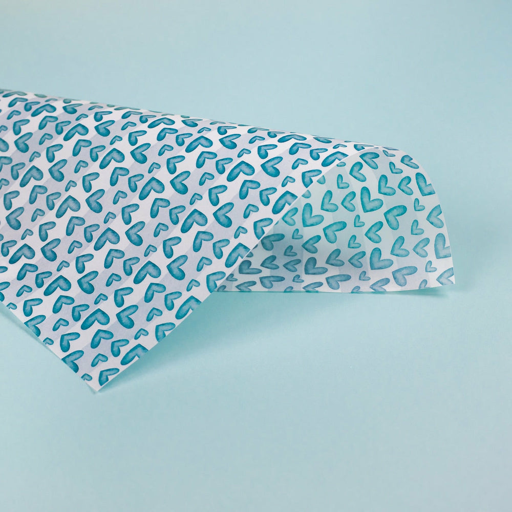 Papier Vellum Blaue Herzen 30 X 30 Fridita