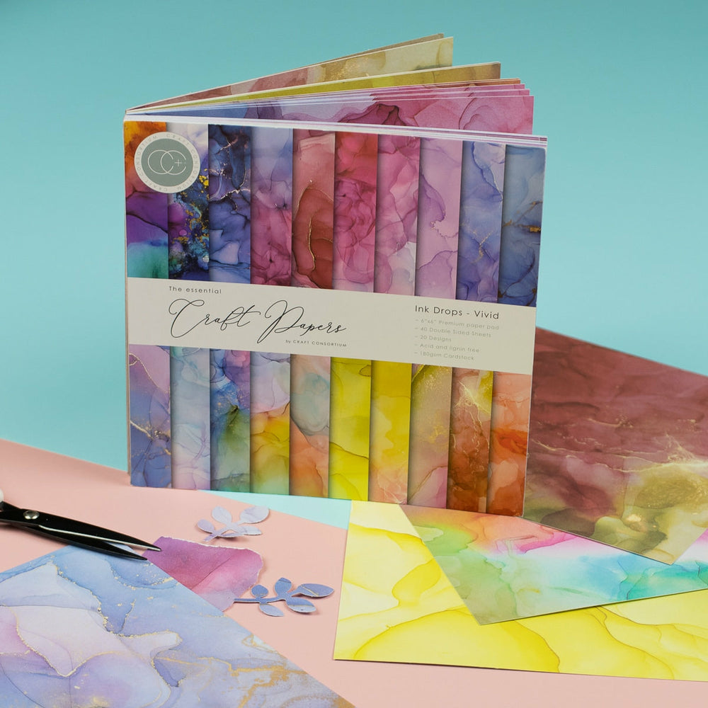 Set Papier Scrapbooking Ink Drops Vivid 15 X 15 Craft Consortium