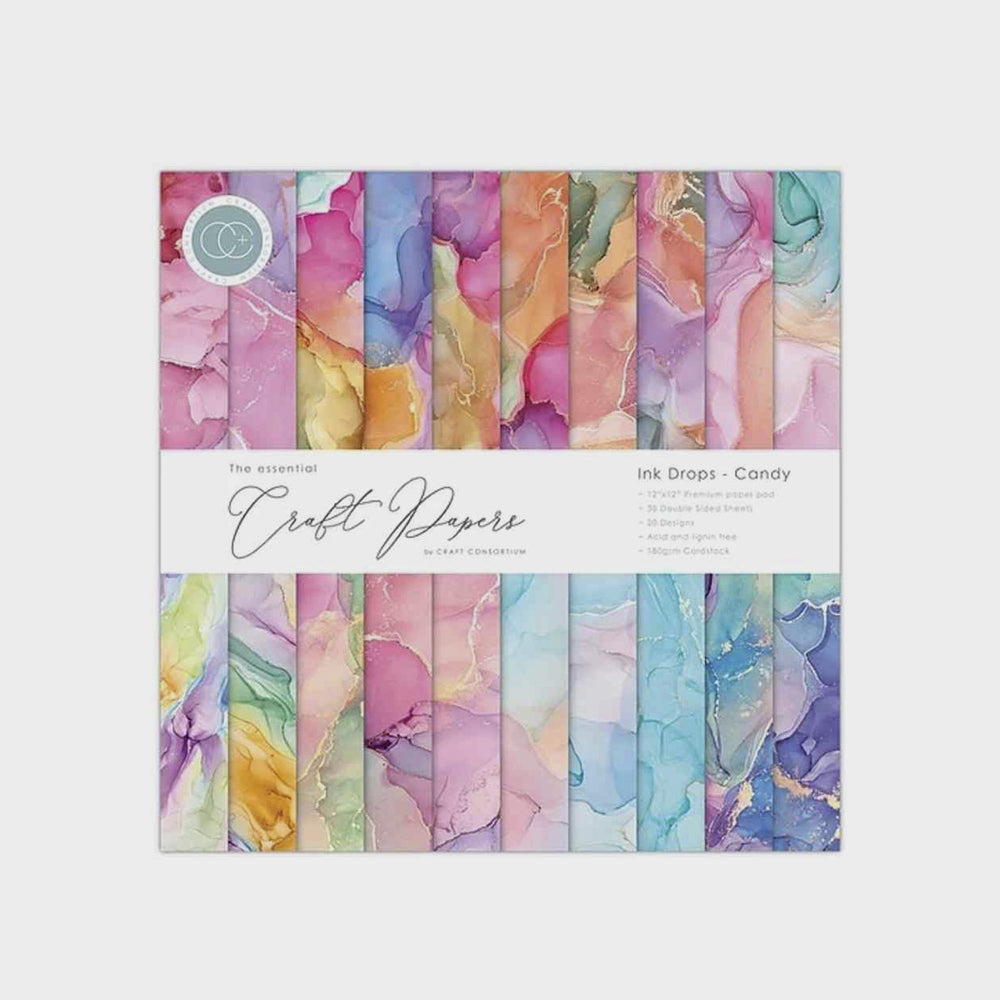 Set Papier Scrapbooking Drops Candy 30 X 30 Craft Consortium