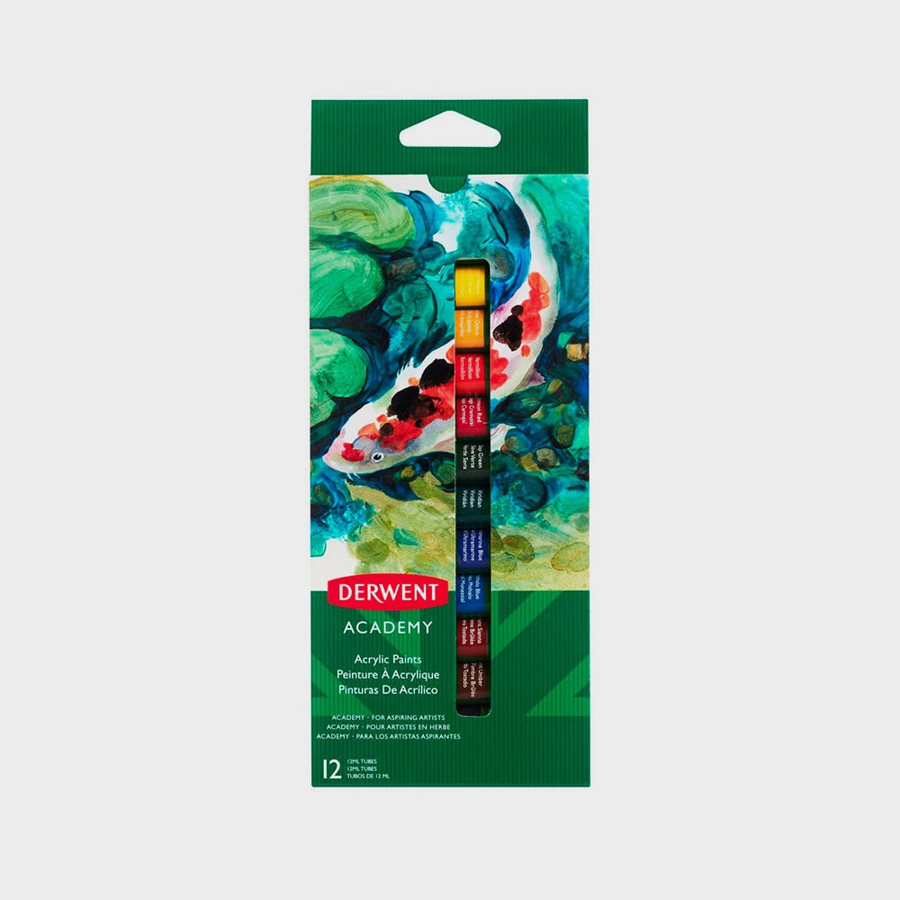 12er-Set Tuben 12 ml Acrylfarben Derwent Academy (1)