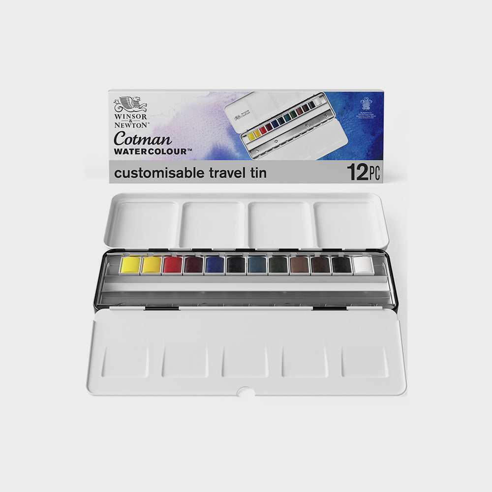 Box 12 Aquarellfarben Halbe Näpfchen Cotman Winsor & Newton (1)
