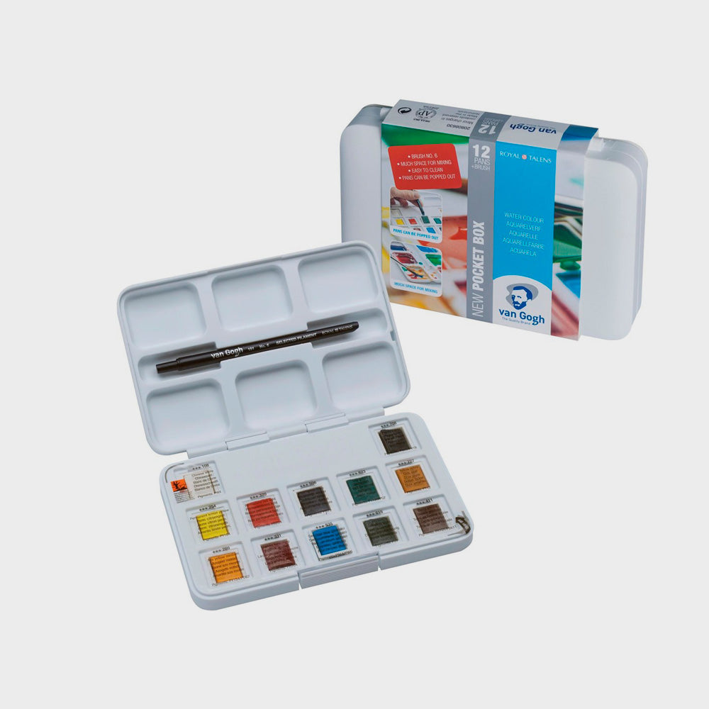Aquarellbox 12 Halbe Näpfchen mit Pinsel Van Gogh (1)