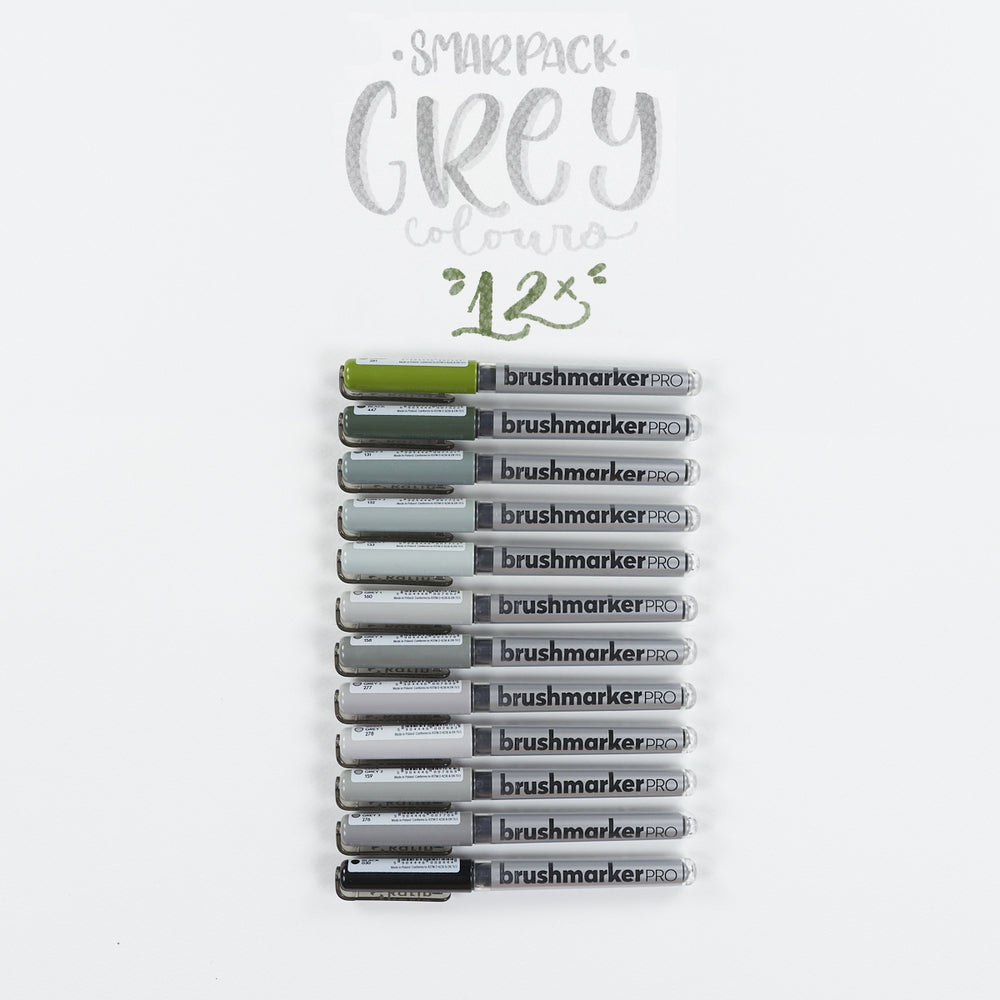 Set mit 12 Filzstiften Grey Colors Brushmarker Pro Karin