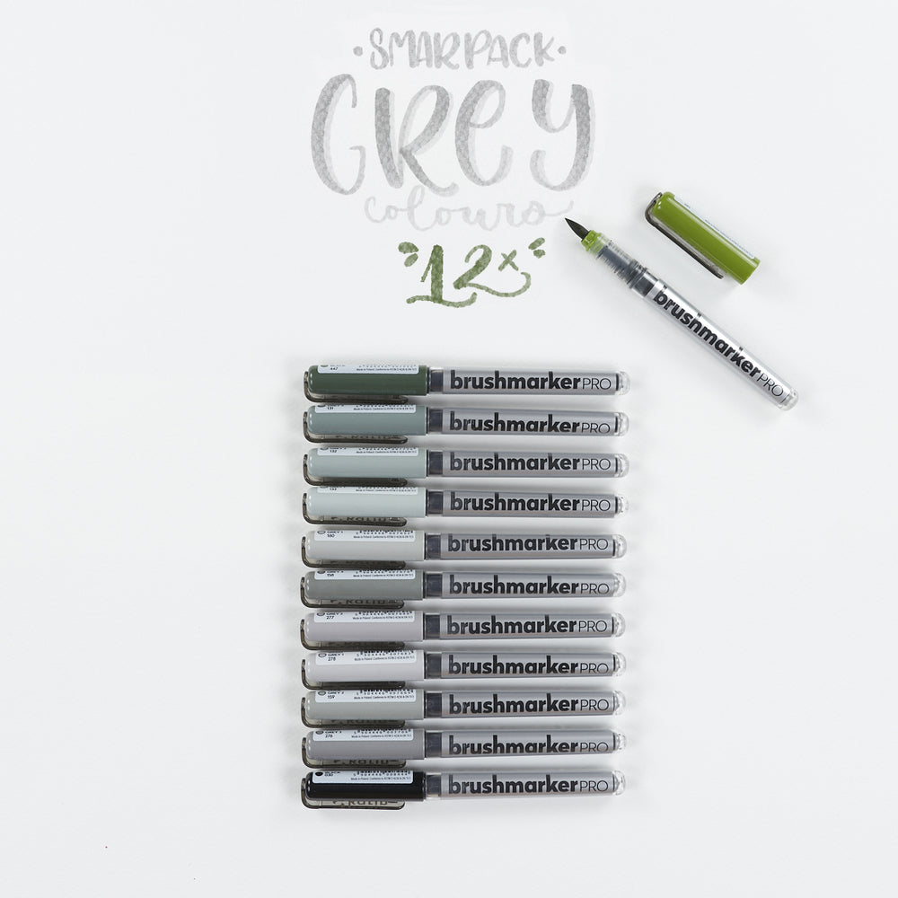 Set mit 12 Filzstiften Grey Colors Brushmarker Pro Karin (1)