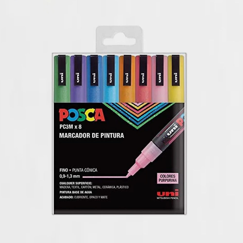 Etui 8 Marker Glitzer Posca Pc-3m (1)