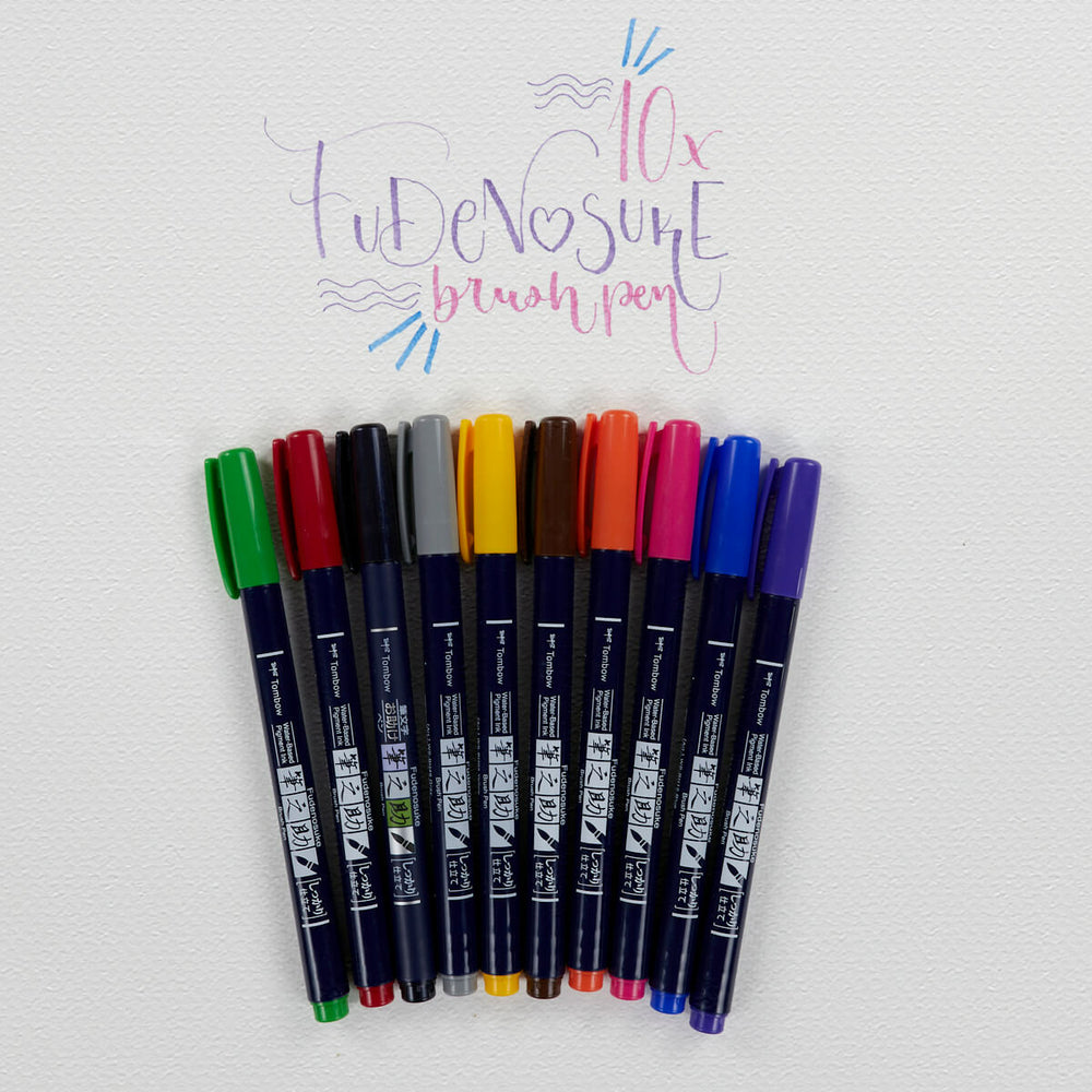 Set mit 10 Lettering-Filzstiften Fudenosuke Tombow