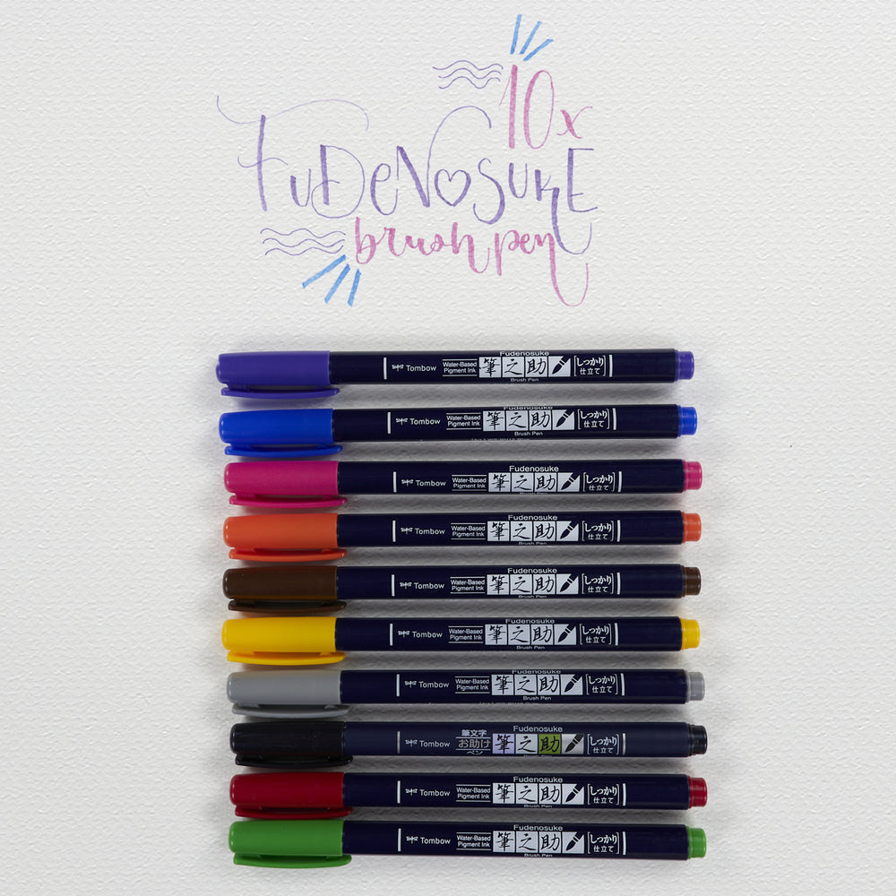 Set mit 10 Lettering-Filzstiften Fudenosuke Tombow (1)