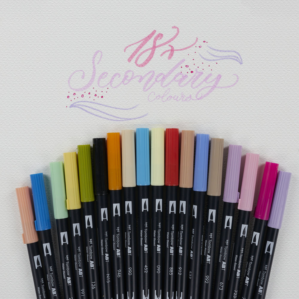 Set mit 18 Filzstiften in Sekundärfarben Tombow Dual Brush