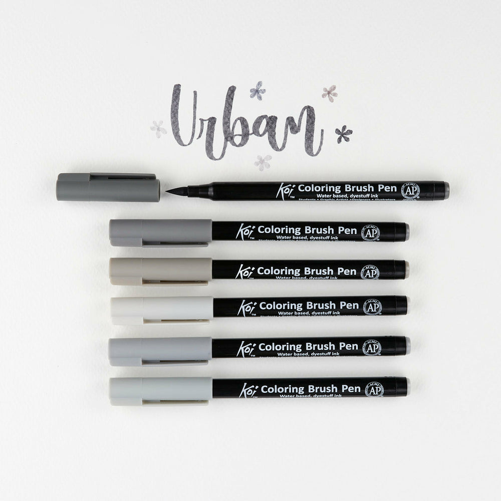Set 6 Marker Grautöne Sakura Koi Coloring Brush Pen