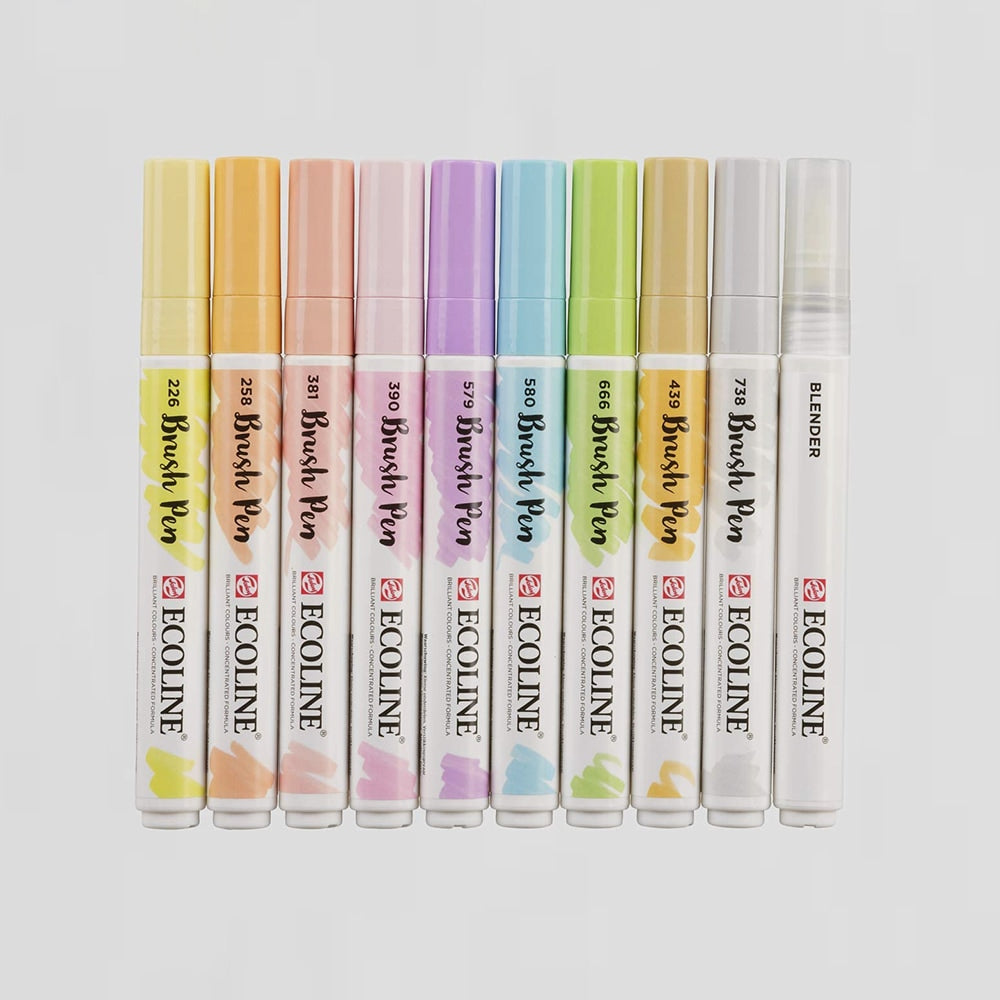 10er-Set Marker Pinselspitze Lettering Pastell Ecoline (1)
