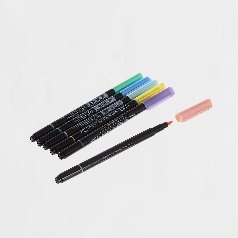 6er-Set Marker Lyra Aqua Brush Duo Pastellfarben I Milbby