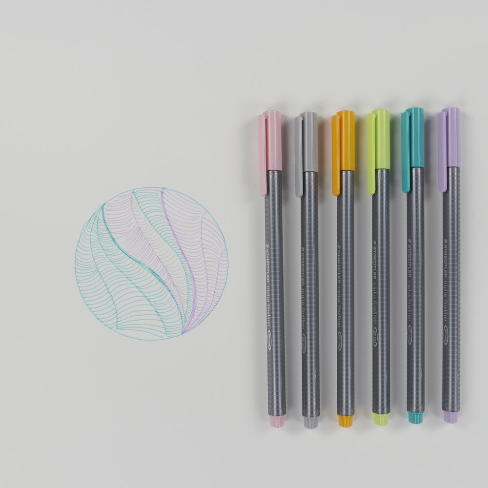 Etui mit 6 Filzstiften Triplus Fineliner Pastel