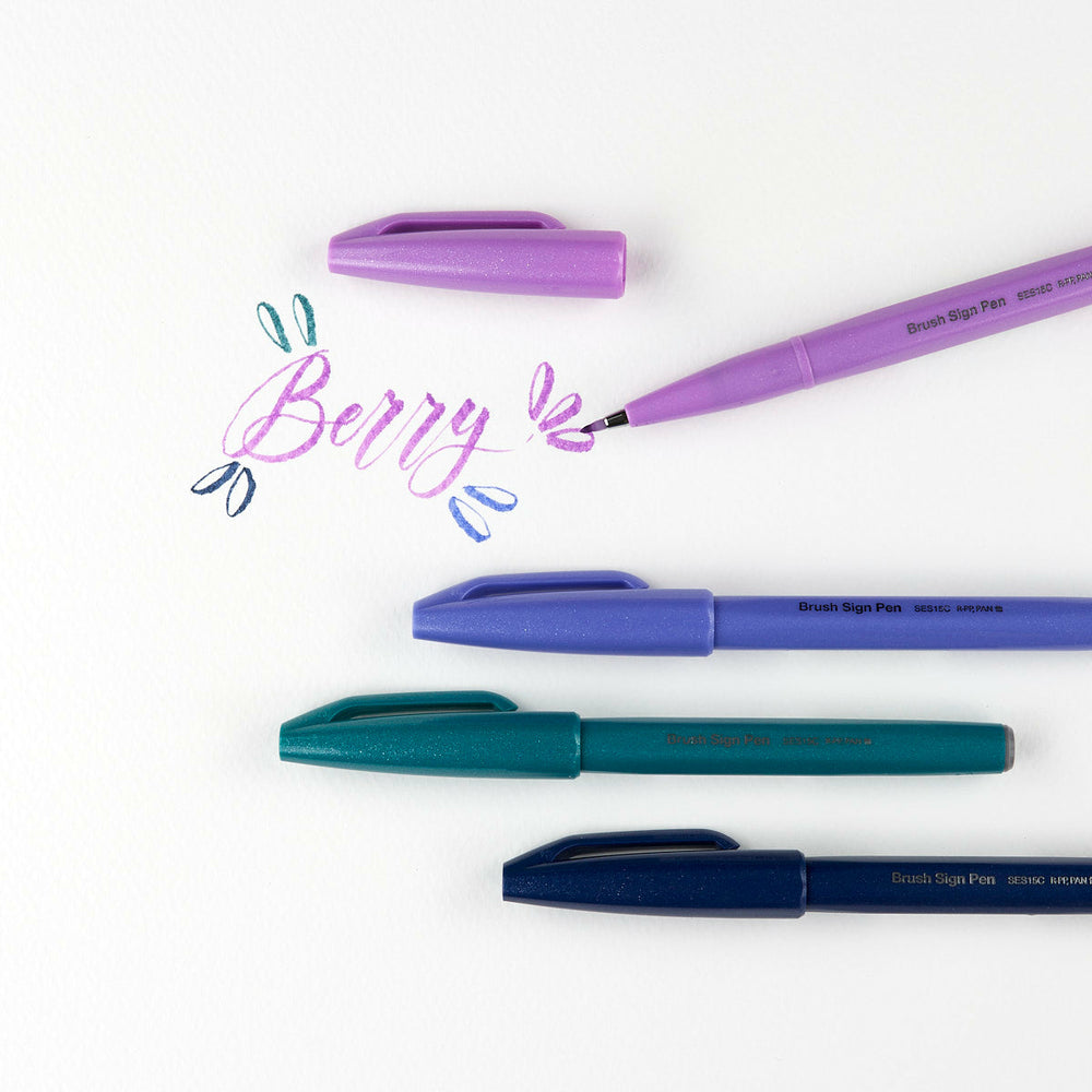 4er-Pack Marker Pinselspitze Berry Pentel Touch