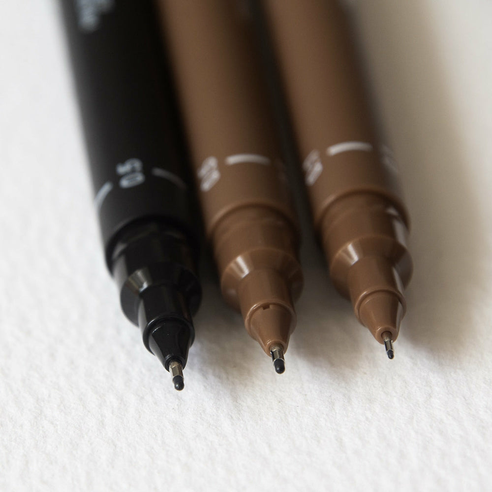 3er-Set Kalibrierte Marker Sepia Und Schwarz Fine Line Uni Pin