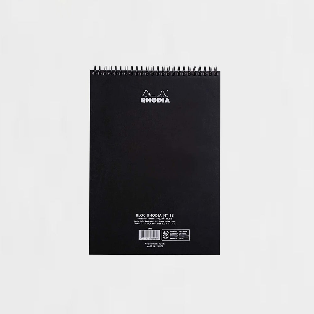 Spiralgebundene A4-Block mit Punkten Schwarz Rhodia (2)
