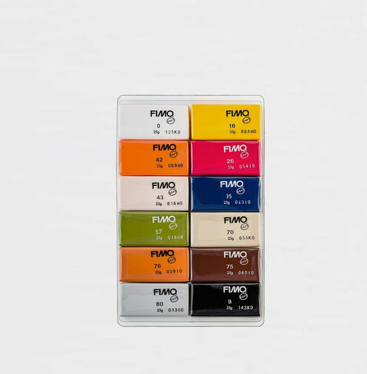 12er-Set Naturfarben 25 g. Fimo