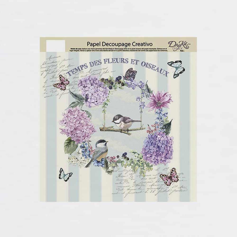 Decoupage-Papier Vögel, Blumen Und Schmetterlinge 32 X 32 Dayka