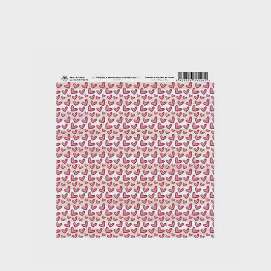 Papier Vellum Rosa Herzen 30 X 30 Fridita