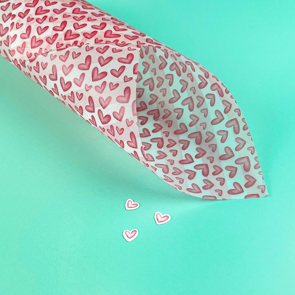 Papier Vellum Rosa Herzen 30 X 30 Fridita