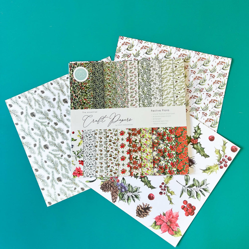 Set Papier Scrapbooking Festive Floral 30 X 30 Craft Consortium (1)