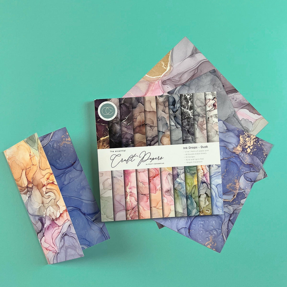 Set Papier Scrapbooking Ink Drops Dusk 15 X 15 Craft Consortium