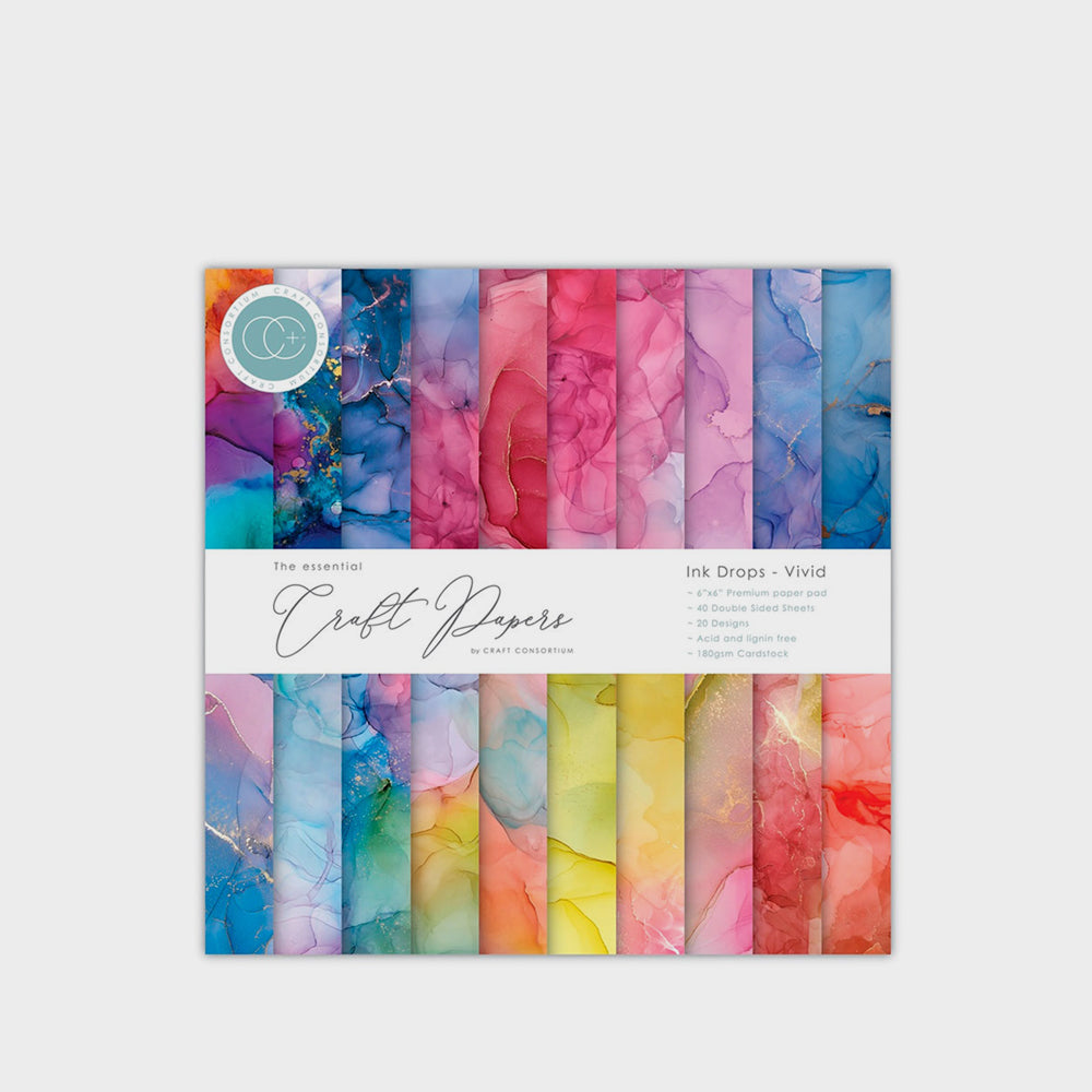 Set Papier Scrapbooking Ink Drops Vivid 15 X 15 Craft Consortium