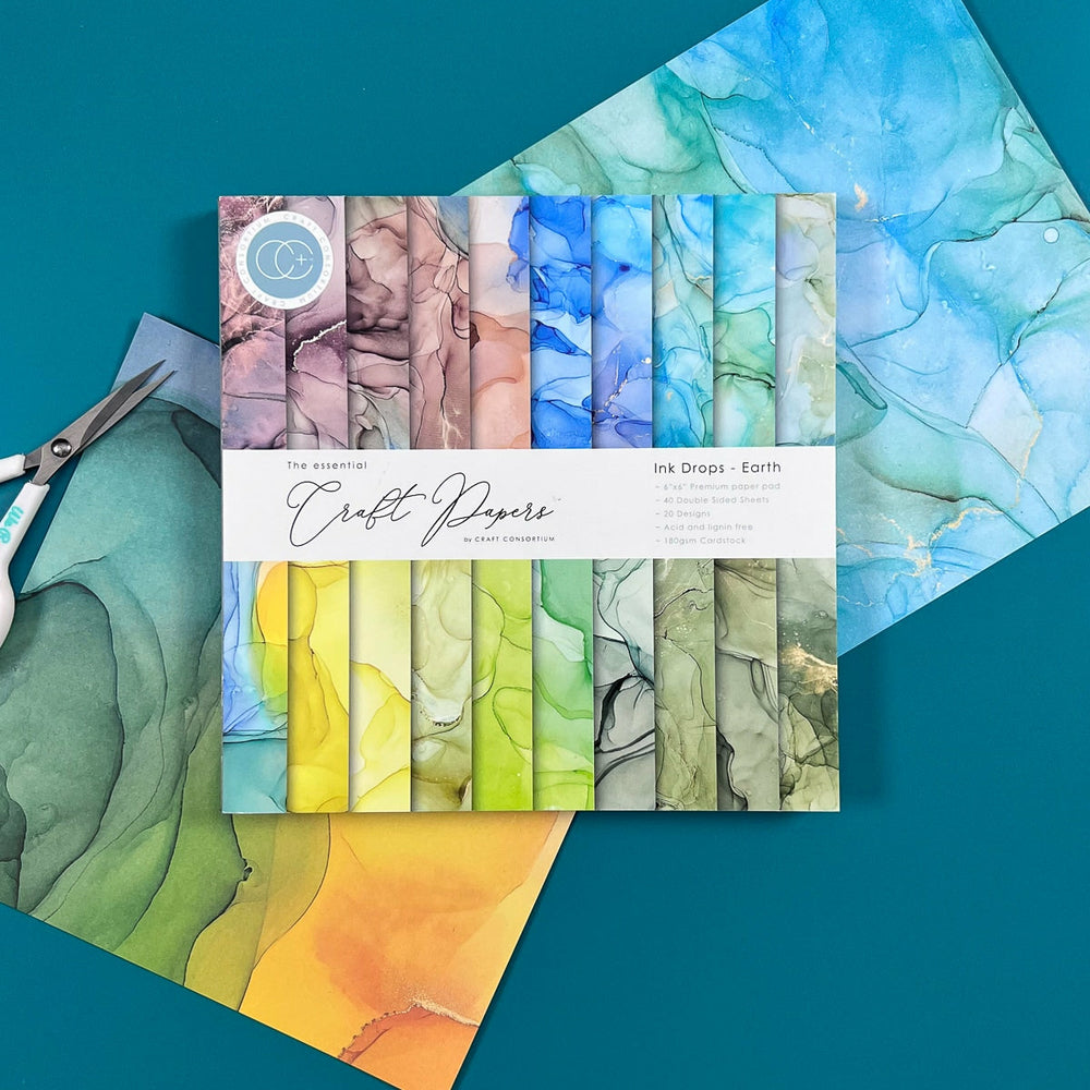 Set Papier Scrapbooking Drops Earth 15 X 15 Craft Consortium