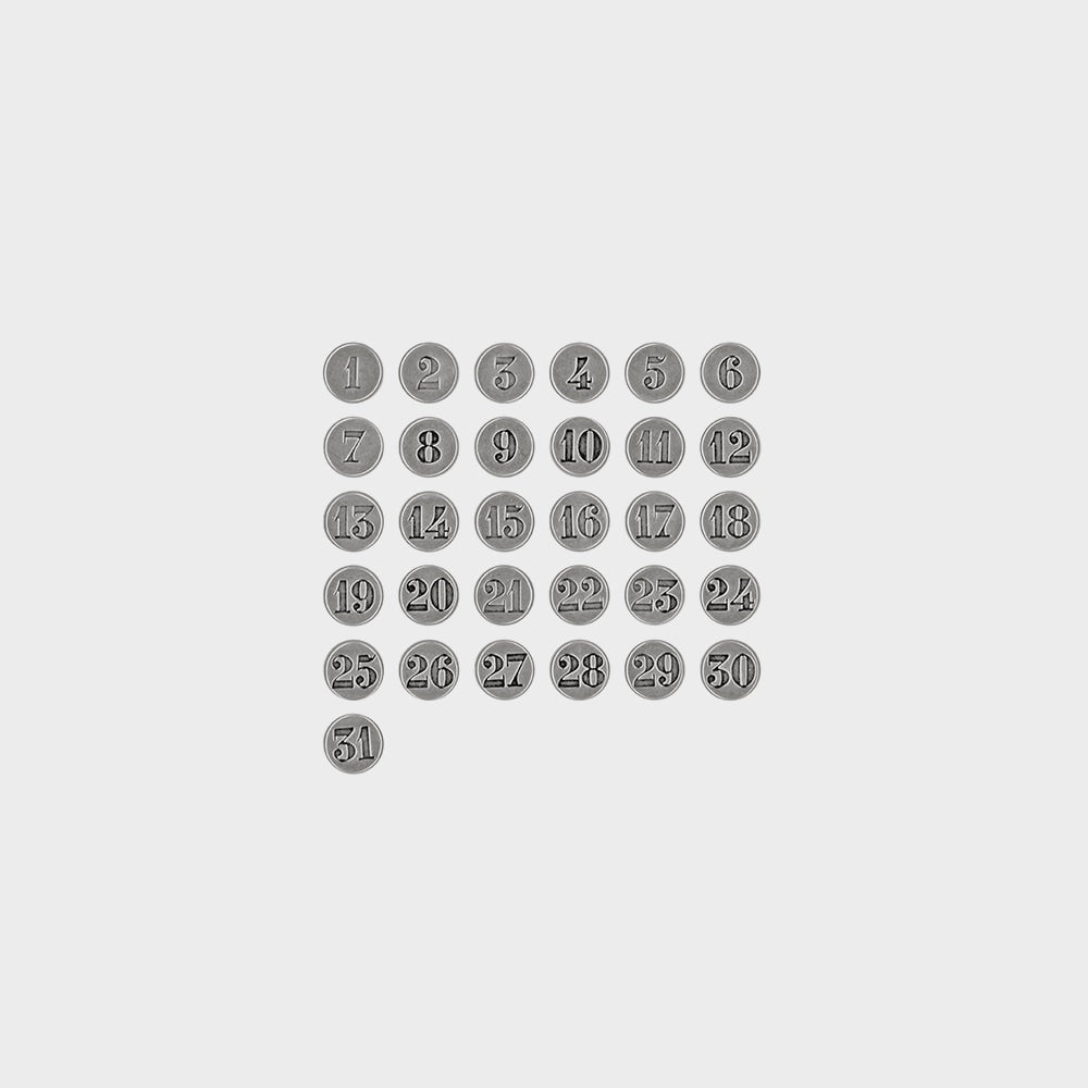 Set mit 99 Bindern aus Metall mit Zahlen (1)