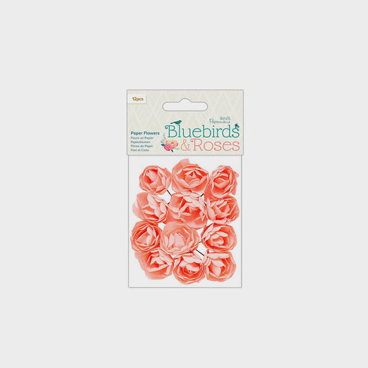 12er-Set 12 Papierblumen Bluebirds & Roses Papermania