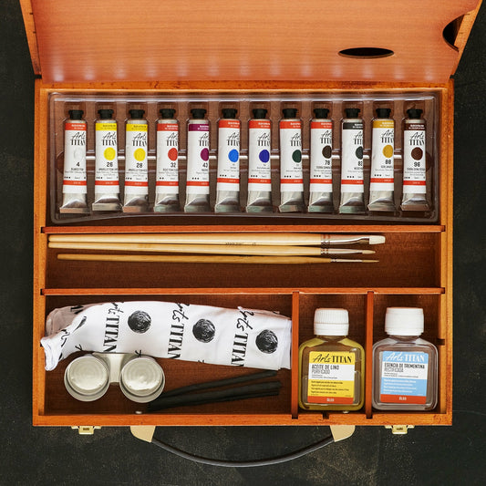 Malkoffer Ölfarben Extrafein 12 Tuben 20 ml Titan
