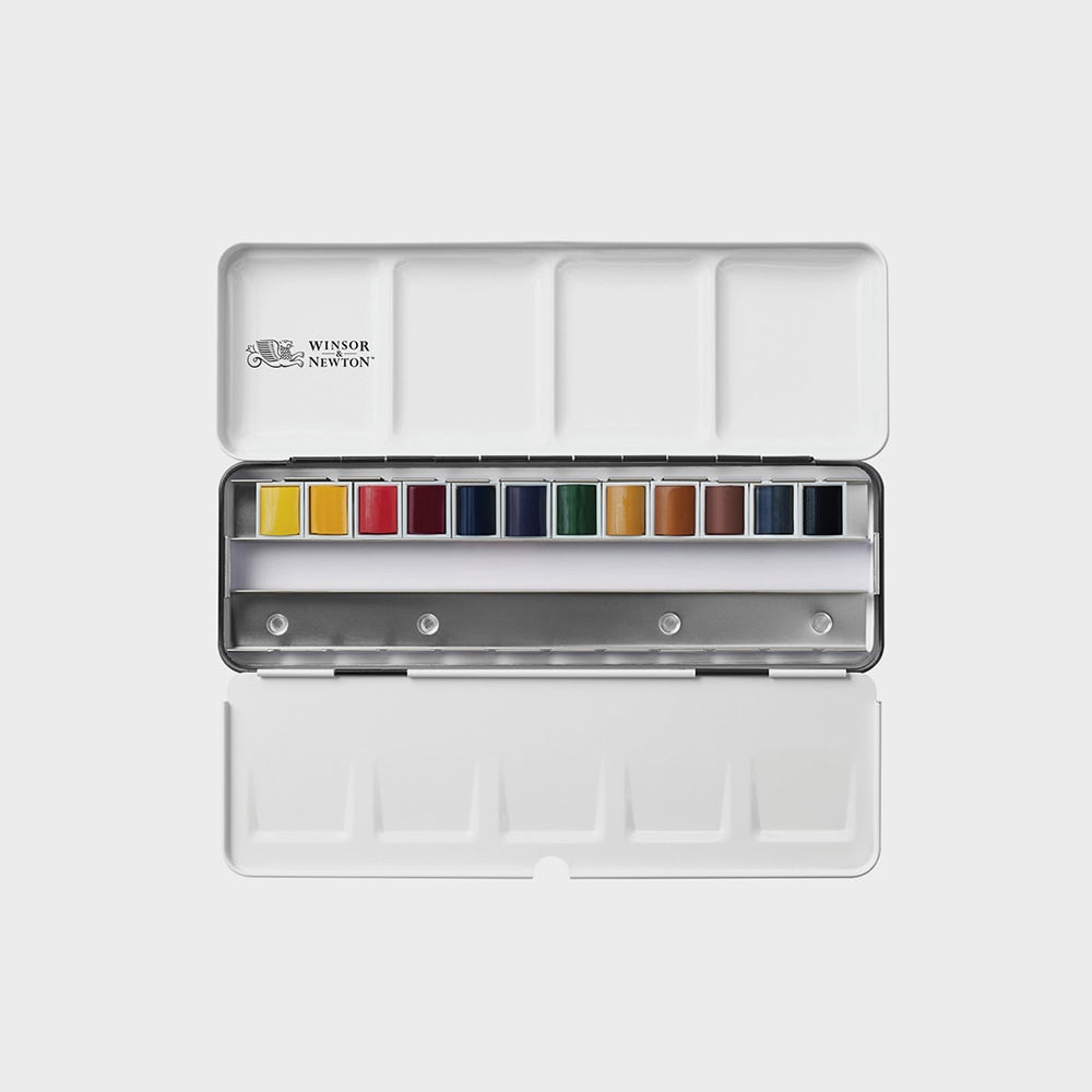 Profi-Metallbox Aquarell 12 Halbe Näpfchen Winsor & Newton (1)