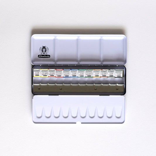 Metallbox 12 Farben Und 12 Weitere Plätze Halbe Näpfchen 22,3 X 7,2 Schmincke