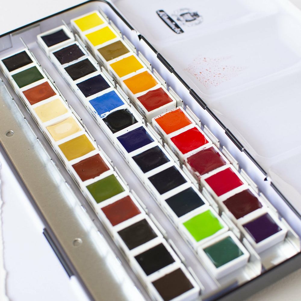Metallbox 36 Halbe Näpfchen Aquarellfarben Schmincke