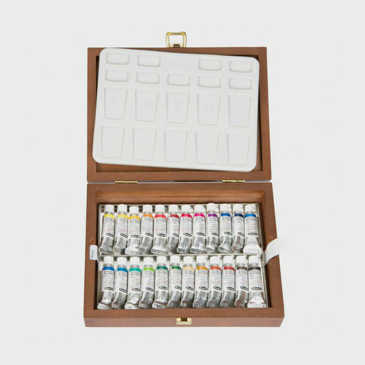 Holzbox 24 Tuben 5 ml Aquarellfarben Schmincke