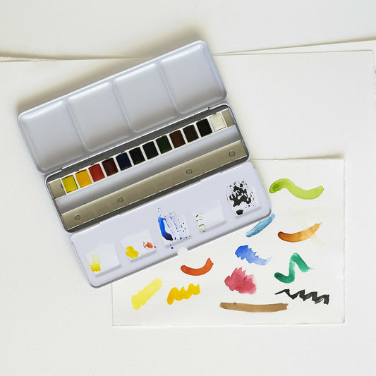 Box 12 Aquarellfarben Halbe Näpfchen Cotman Winsor & Newton
