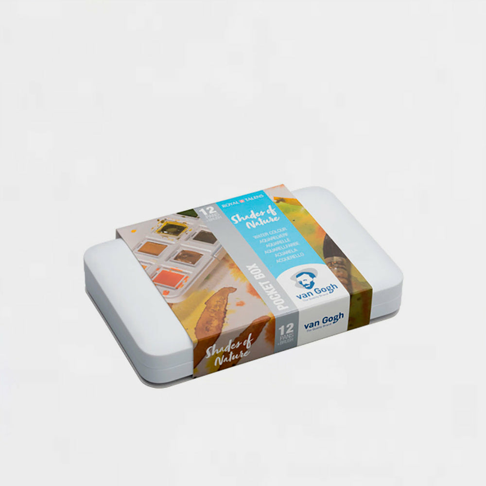 Aquarellbox 12 Halbe Näpfchen mit Pinsel Naturtöne Van Gogh (1)