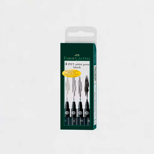 Etui 4er-Set Marker Pitt Artist Schwarz Faber Castell