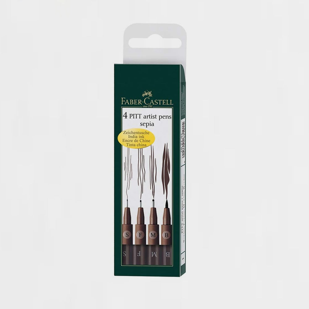 Etui 4er-Set Marker Pitt Artist Dark Sepia Faber Castell