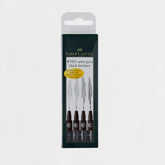 Etui 4er-Set Marker, XS, S, F, M Pitt Artist Schwarz Faber Castell