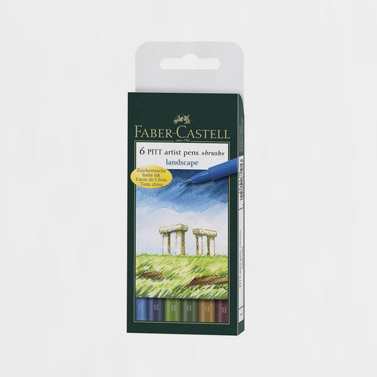 Etui 6er-Set Marker Pitt Artist Brush Landschaft Faber Castell