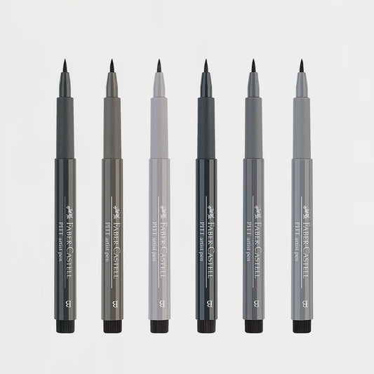 Etui 6er-Set Marker Pitt Artist Brush Grautöne Faber Castell