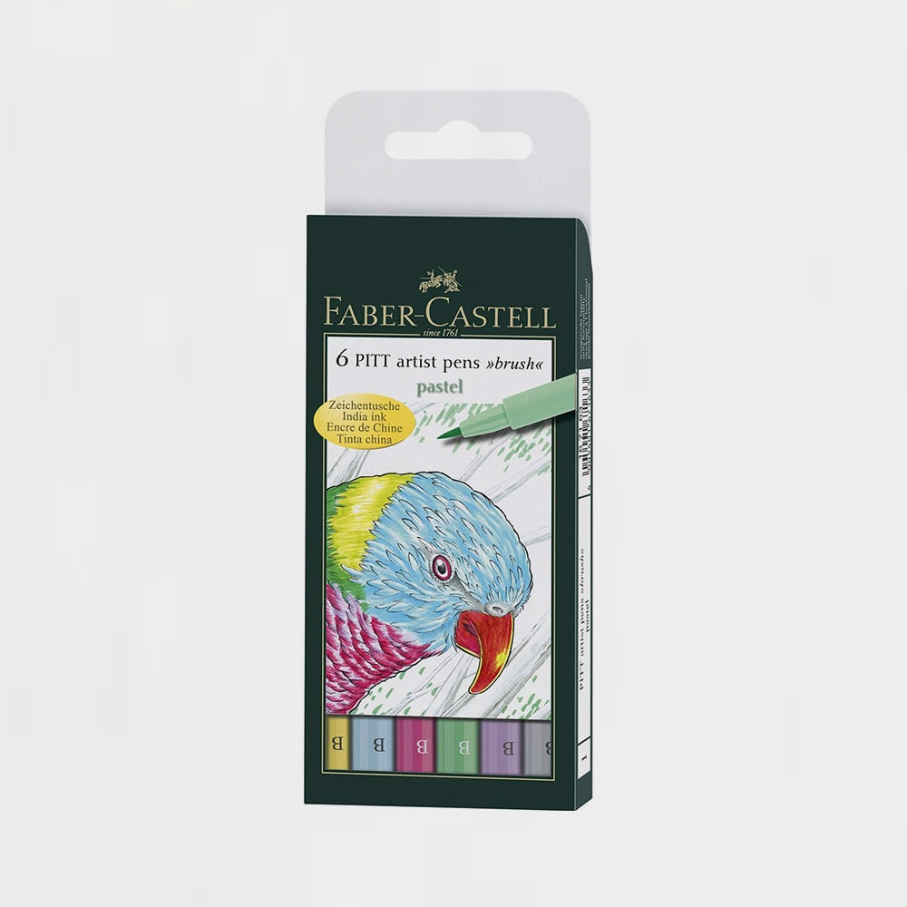 Etui 6er-Set Marker Pitt Artist Brush Pastell Faber Castell (2)