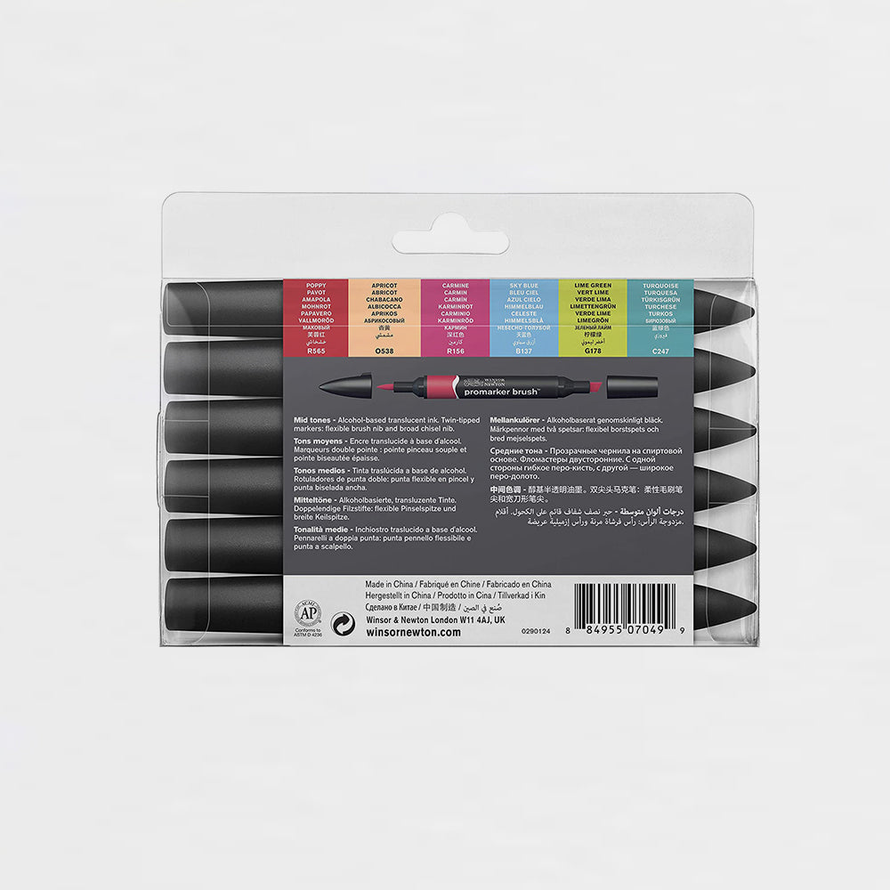 6er-Set Marker Brushmarker mittlere Töne Winsor & Newton (2)