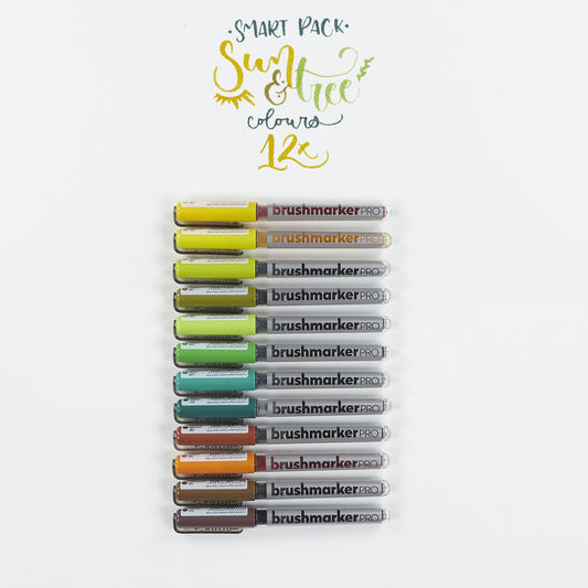 Set mit 12 Filzstiften Sun & Tree Colors Brushmarker Pro Karin