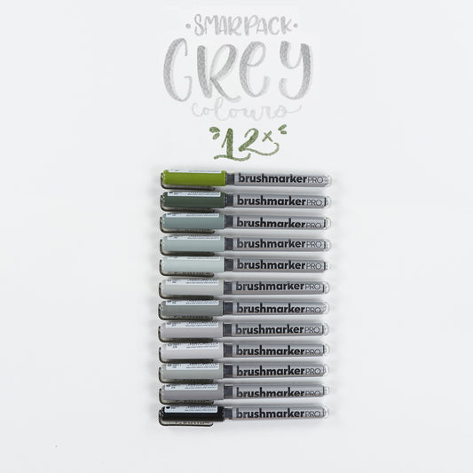 Set mit 12 Filzstiften Grey Colors Brushmarker Pro Karin