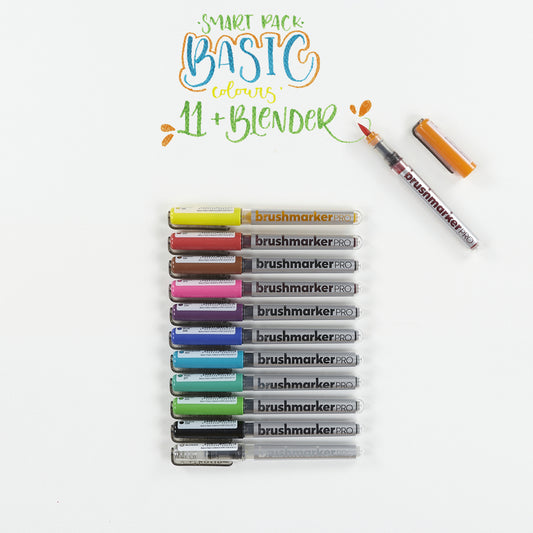 Set mit 11 Basic-Filzstiften Und Blender Brushmarker Pro Karin
