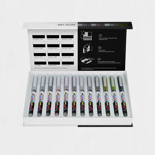 Box mit 12 Filzstiften Grey Pigment Decobrush Karin