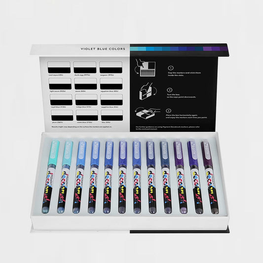 Box mit 12 Filzstiften Violet-Blue Pigment Decobrush Karin