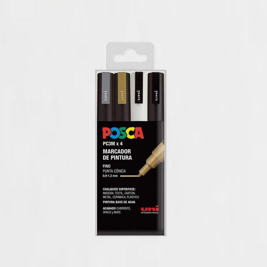 Etui 4 Marker Grundfarben Und Metallic Posca Pc-3m