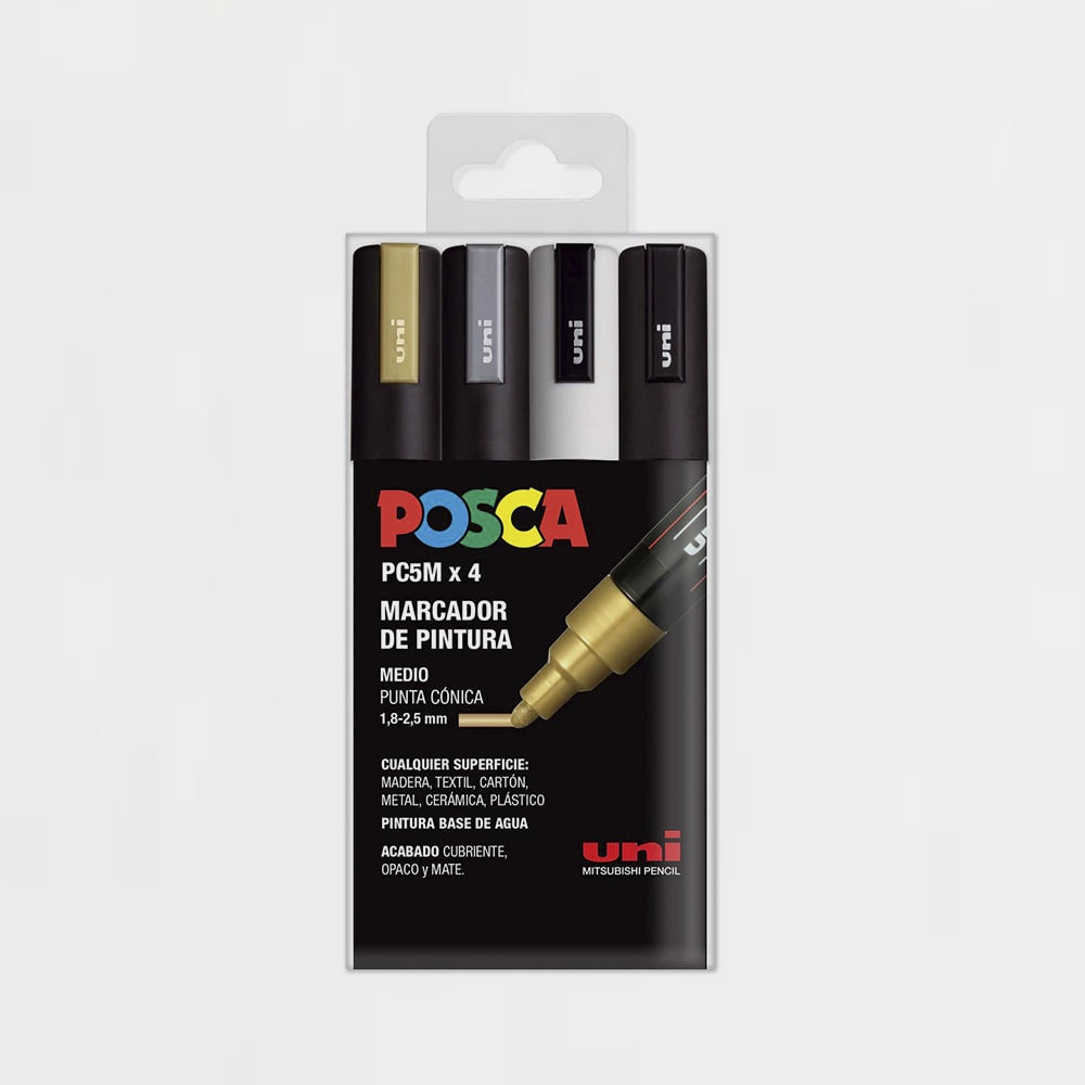 Etui 4 Marker Grundfarben Und Metallic Posca Pc-5m